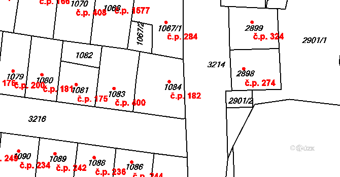 Michle 182, Praha na parcele st. 1084 v KÚ Michle, Katastrální mapa