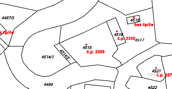 Dejvice 2309, Praha na parcele st. 4515 v KÚ Dejvice, Katastrální mapa