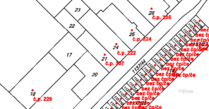 Zbýšov 307 na parcele st. 21 v KÚ Zbýšov u Oslavan, Katastrální mapa