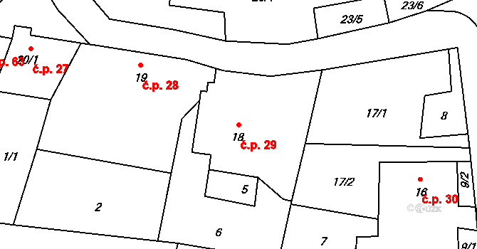 Lukov 29, Úštěk na parcele st. 18 v KÚ Lukov u Úštěku, Katastrální mapa