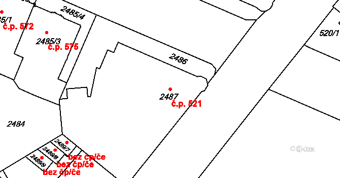 Předměstí 521, Opava na parcele st. 2487 v KÚ Opava-Předměstí, Katastrální mapa