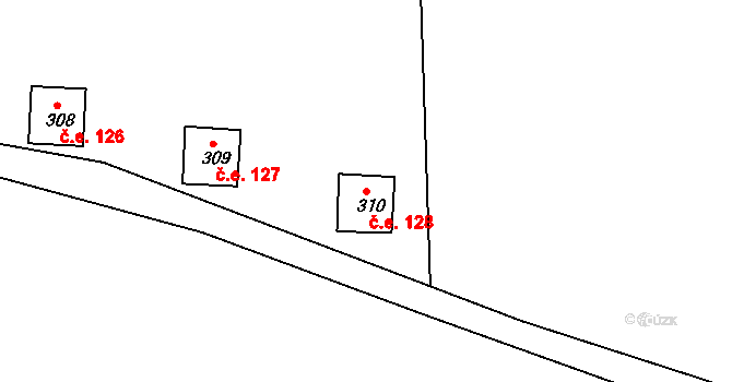 Malšova Lhota 128, Hradec Králové na parcele st. 310 v KÚ Malšova Lhota, Katastrální mapa