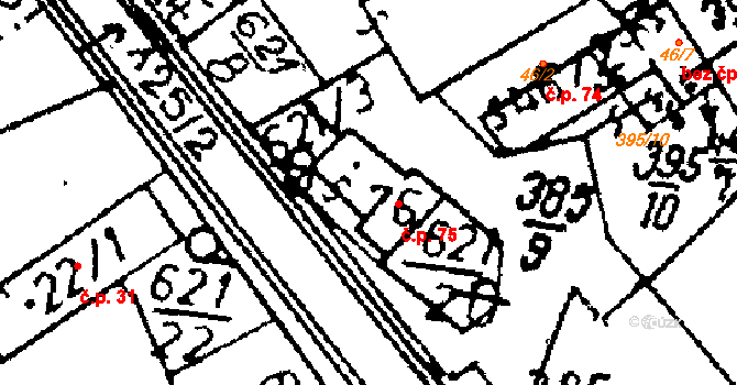 Horní Rokytá 75, Rokytá na parcele st. 76 v KÚ Horní Rokytá, Katastrální mapa