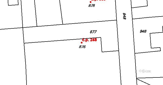 Dlouhá Loučka 248 na parcele st. 876 v KÚ Dolní Dlouhá Loučka, Katastrální mapa