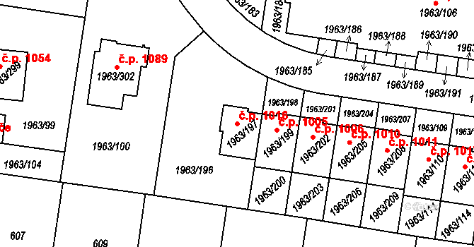 Kbely 1016, Praha na parcele st. 1963/197 v KÚ Kbely, Katastrální mapa