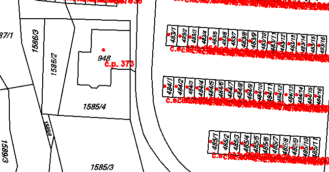 Příluky 840,852, Zlín na parcele st. 484/1 v KÚ Příluky u Zlína, Katastrální mapa