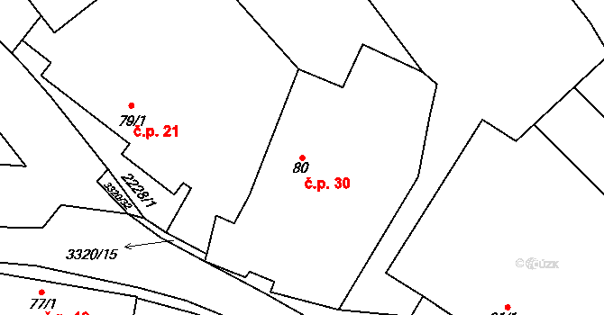 Otročice 30, Čechtice na parcele st. 80 v KÚ Otročice, Katastrální mapa