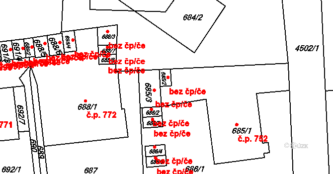 Teplice 38094428 na parcele st. 685/2 v KÚ Teplice, Katastrální mapa