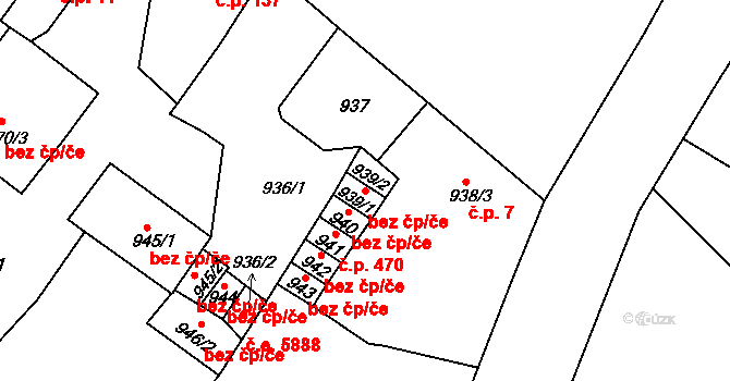 Ústí nad Labem 38864428 na parcele st. 939/1 v KÚ Předlice, Katastrální mapa