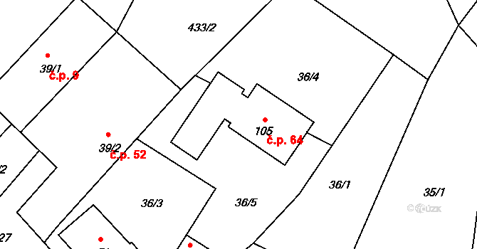 Litomyšl 40130428 na parcele st. 105 v KÚ Kornice, Katastrální mapa
