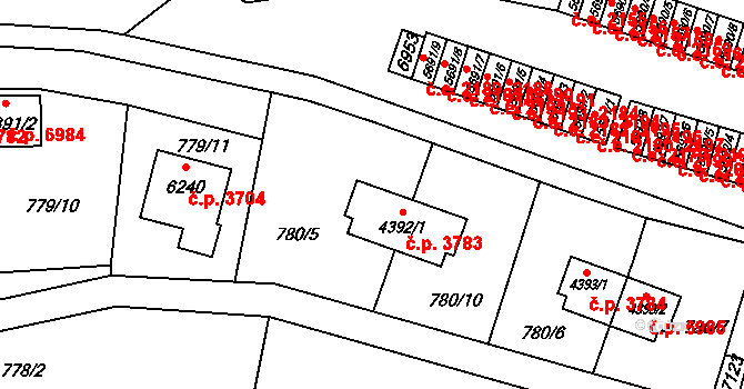 Zlín 3783 na parcele st. 4392/1 v KÚ Zlín, Katastrální mapa