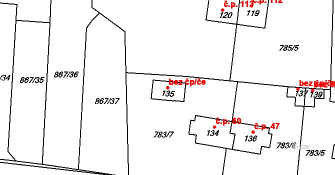 Nepomuk 42624428 na parcele st. 135 v KÚ Nepomuk pod Třemšínem, Katastrální mapa