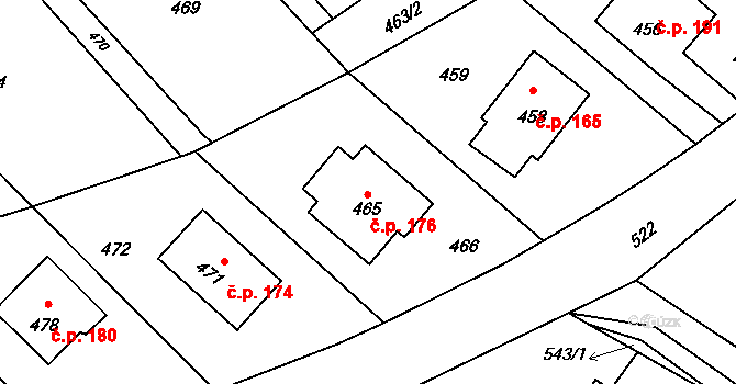 Děhylov 176 na parcele st. 465 v KÚ Děhylov, Katastrální mapa