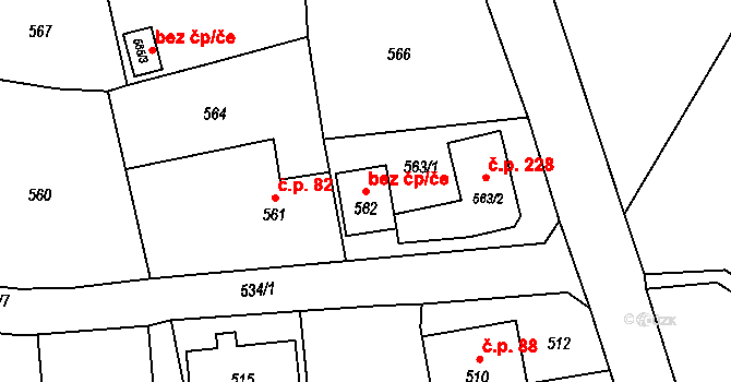Dobroslavice 43758428 na parcele st. 562 v KÚ Dobroslavice, Katastrální mapa