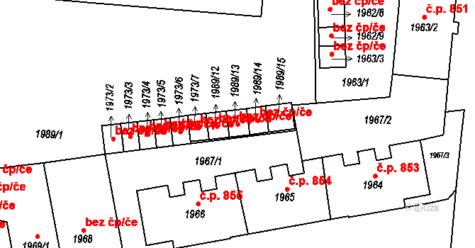 Frýdek-Místek 43903428 na parcele st. 1989/13 v KÚ Místek, Katastrální mapa