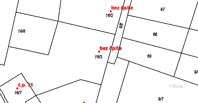 Březnice 44898428 na parcele st. 16/3 v KÚ Bor u Březnice, Katastrální mapa
