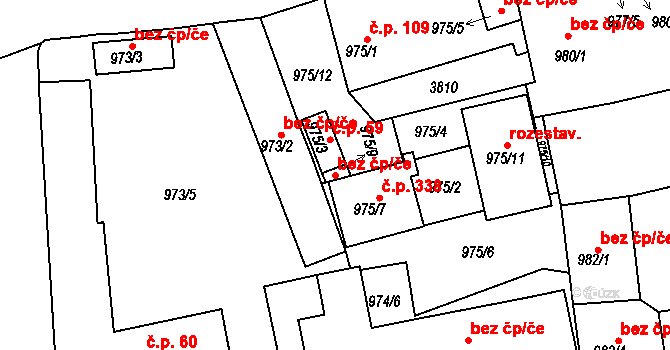 Horšovský Týn 45239428 na parcele st. 975/9 v KÚ Horšovský Týn, Katastrální mapa