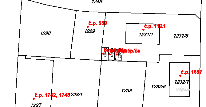 Česká Lípa 45899428 na parcele st. 1231/3 v KÚ Česká Lípa, Katastrální mapa
