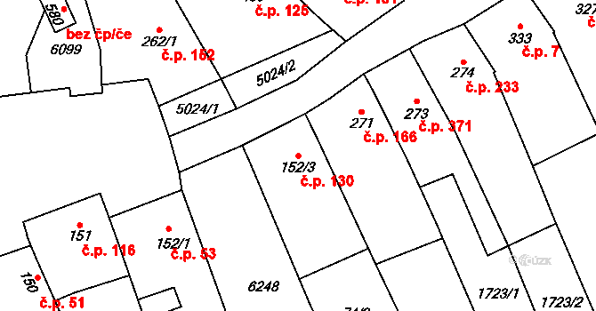Popovice 130 na parcele st. 152/3 v KÚ Popovice u Uherského Hradiště, Katastrální mapa