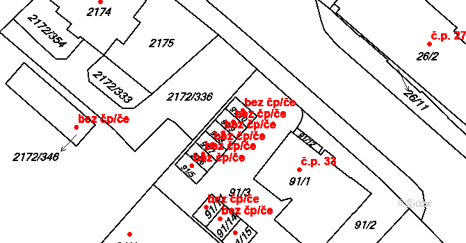 Opava 47774428 na parcele st. 91/9 v KÚ Opava-Předměstí, Katastrální mapa