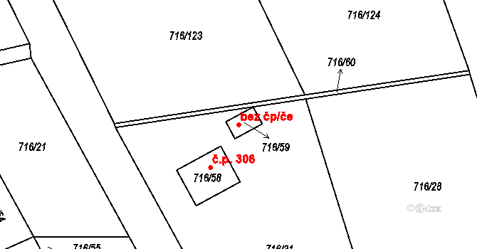 Sázava 47994428 na parcele st. 716/59 v KÚ Černé Budy, Katastrální mapa