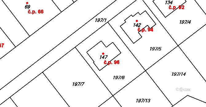 Chacholice 96, Chrast na parcele st. 147 v KÚ Chacholice, Katastrální mapa