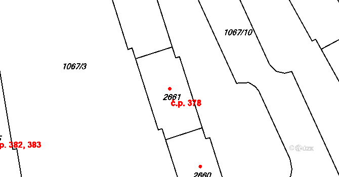 Plešivec 378, Český Krumlov na parcele st. 2661 v KÚ Český Krumlov, Katastrální mapa