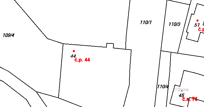 Čermná 44, Libouchec na parcele st. 44 v KÚ Čermná u Libouchce, Katastrální mapa