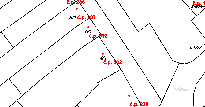 Moravská Nová Ves 502 na parcele st. 4/1 v KÚ Moravská Nová Ves, Katastrální mapa