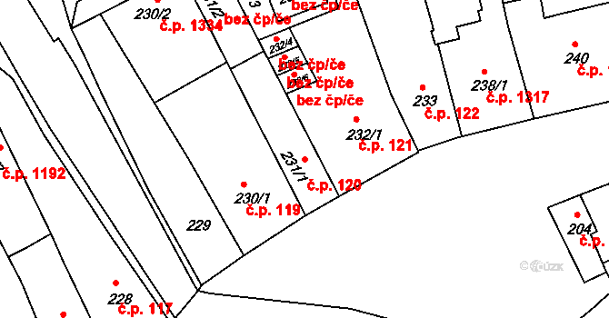 Holešov 120 na parcele st. 231/1 v KÚ Holešov, Katastrální mapa