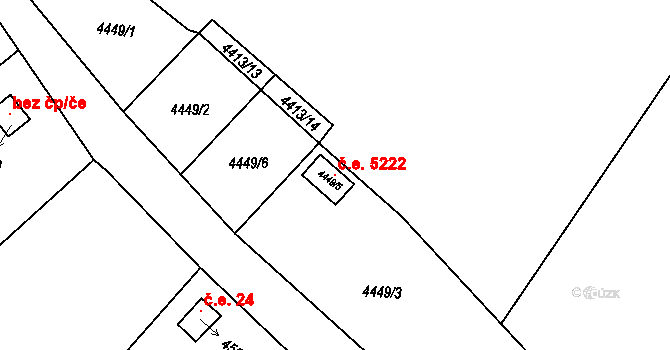 Předměstí 5222, Litoměřice na parcele st. 4449/5 v KÚ Litoměřice, Katastrální mapa