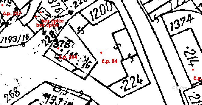 Prosiměřice 54 na parcele st. 224/1 v KÚ Prosiměřice, Katastrální mapa