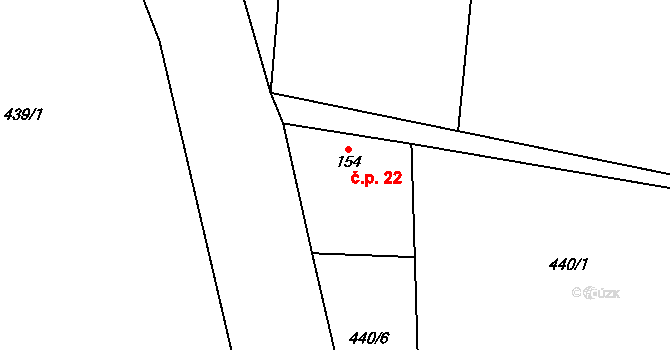 Draho 22, Chleby na parcele st. 154 v KÚ Chleby, Katastrální mapa