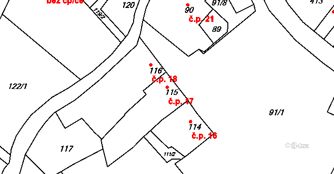 Přerov IX-Lýsky 17, Přerov na parcele st. 115 v KÚ Lýsky, Katastrální mapa