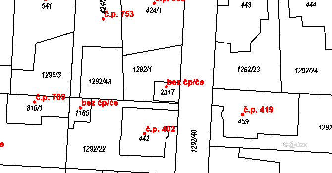 Unhošť 119276429 na parcele st. 2317 v KÚ Unhošť, Katastrální mapa