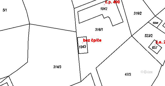 Senohraby 119531429 na parcele st. 1043 v KÚ Senohraby, Katastrální mapa