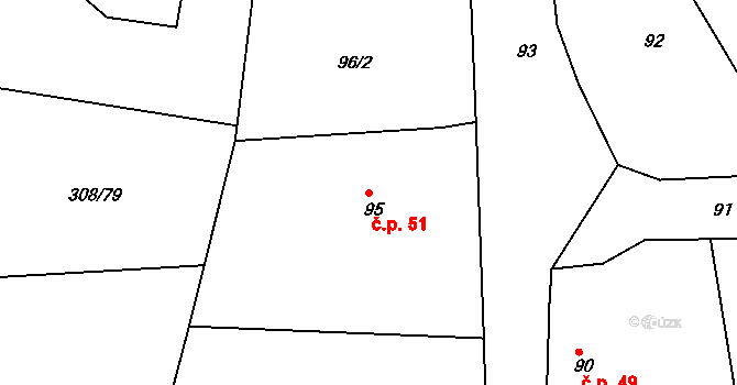 Heroltice 51, Jihlava na parcele st. 95 v KÚ Heroltice u Jihlavy, Katastrální mapa