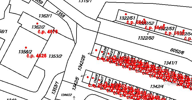 Jihlava 2522,2562 na parcele st. 1342/25 v KÚ Jihlava, Katastrální mapa