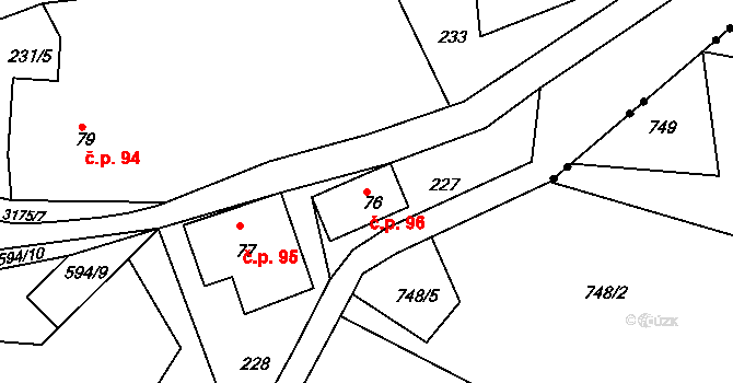 Horní Rokytnice 96, Rokytnice nad Jizerou na parcele st. 76 v KÚ Horní Rokytnice nad Jizerou, Katastrální mapa
