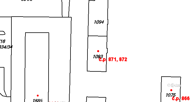 Stříbro 871,872 na parcele st. 1094 v KÚ Stříbro, Katastrální mapa