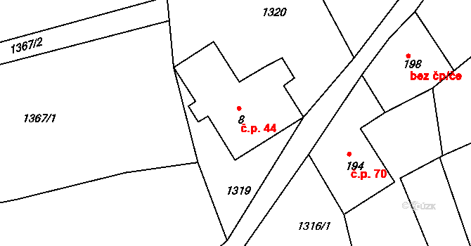 Stromkovice 44, Jablonec nad Jizerou na parcele st. 8 v KÚ Stromkovice, Katastrální mapa