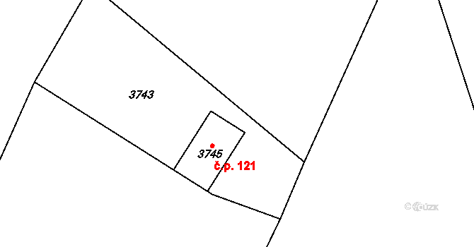 Podmoklice 121, Semily na parcele st. 3745 v KÚ Semily, Katastrální mapa