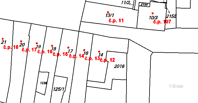 Staré Město 12, Jičín na parcele st. 14 v KÚ Jičín, Katastrální mapa