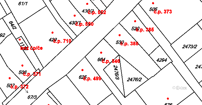 Kardašova Řečice 546 na parcele st. 664 v KÚ Kardašova Řečice, Katastrální mapa
