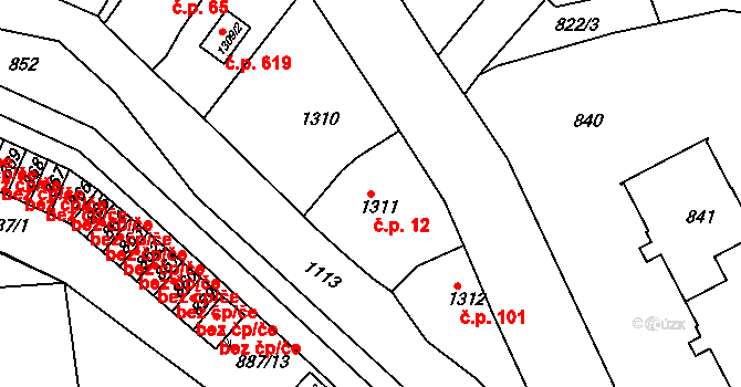 Neštěmice 12, Ústí nad Labem na parcele st. 1311 v KÚ Neštěmice, Katastrální mapa