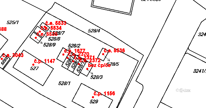 Střekov 5536, Ústí nad Labem na parcele st. 528/5 v KÚ Střekov, Katastrální mapa