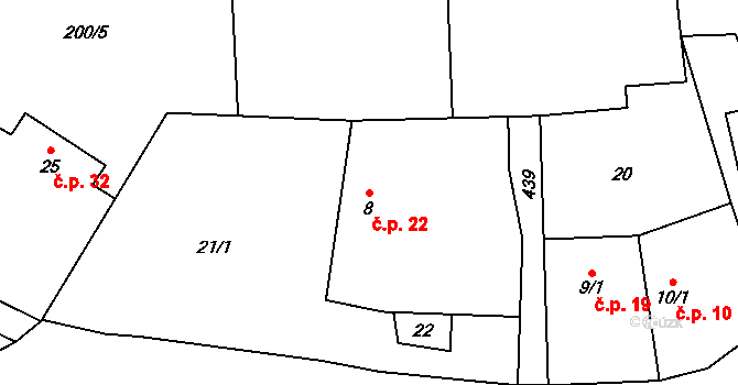 Klínovice 22, Chrášťovice na parcele st. 8 v KÚ Klínovice, Katastrální mapa