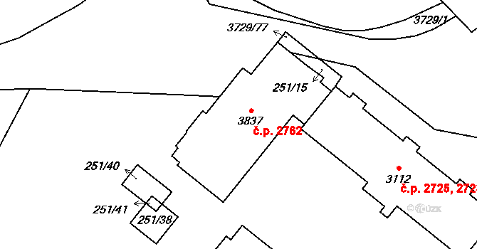 Břeclav 2762 na parcele st. 3837 v KÚ Břeclav, Katastrální mapa