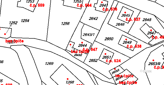 Železný Brod 547 na parcele st. 2644 v KÚ Železný Brod, Katastrální mapa