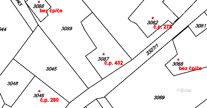 Jablunkov 432 na parcele st. 3087 v KÚ Jablunkov, Katastrální mapa